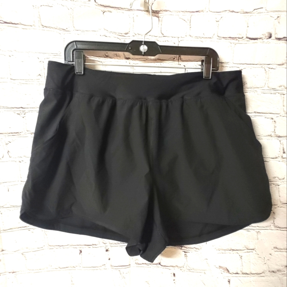 Lands' End Black Swim Lined Active Shorts Pockets 18W